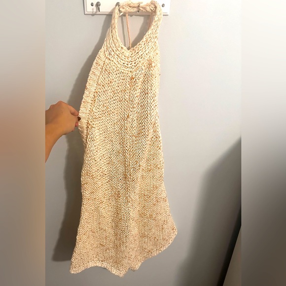 FREE PEOPLE IVORY MOLLY PLAYSUIT HALTER TASSEL KNIT ROMPER ONE PIECE Small - Picture 3 of 8